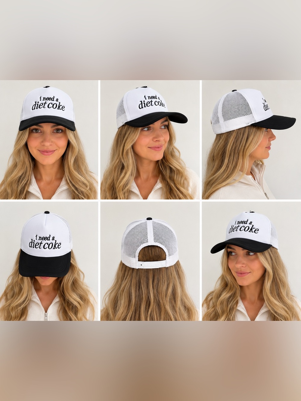 I Need a Diet Coke Trucker Hat - White & Black - Picture 6 of 6